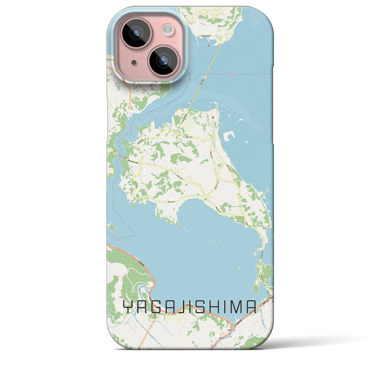 【屋我地島】地図柄iPhoneケース（バックカバータイプ・ナチュラル）iPhone 15 Plus 用