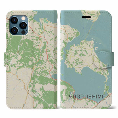 【屋我地島（沖縄県）】地図柄iPhoneケース（手帳タイプ）ナチュラル・iPhone 12 / 12 Pro 用