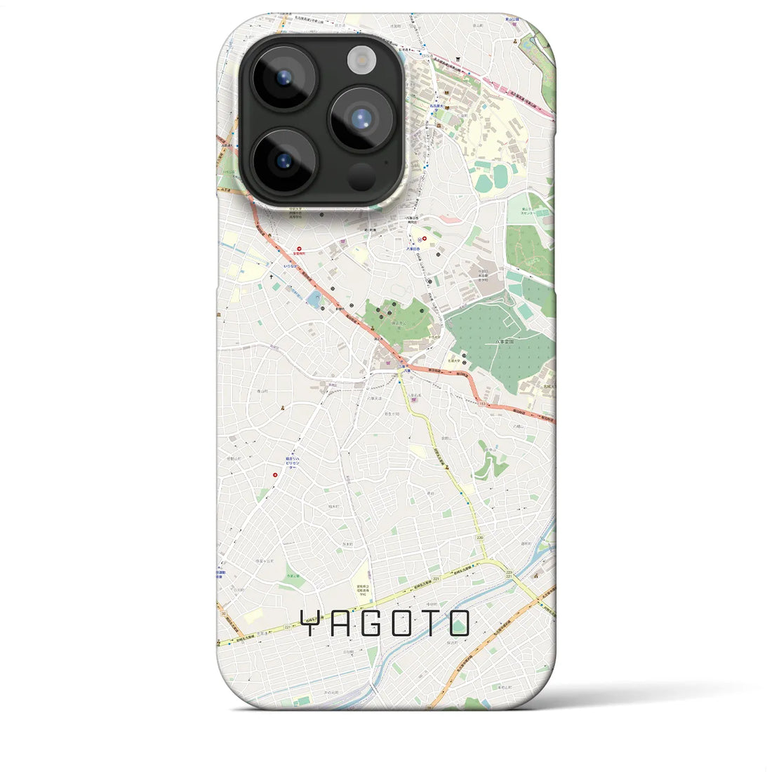 【八事】地図柄iPhoneケース（バックカバータイプ・ナチュラル）iPhone 15 Pro Max 用