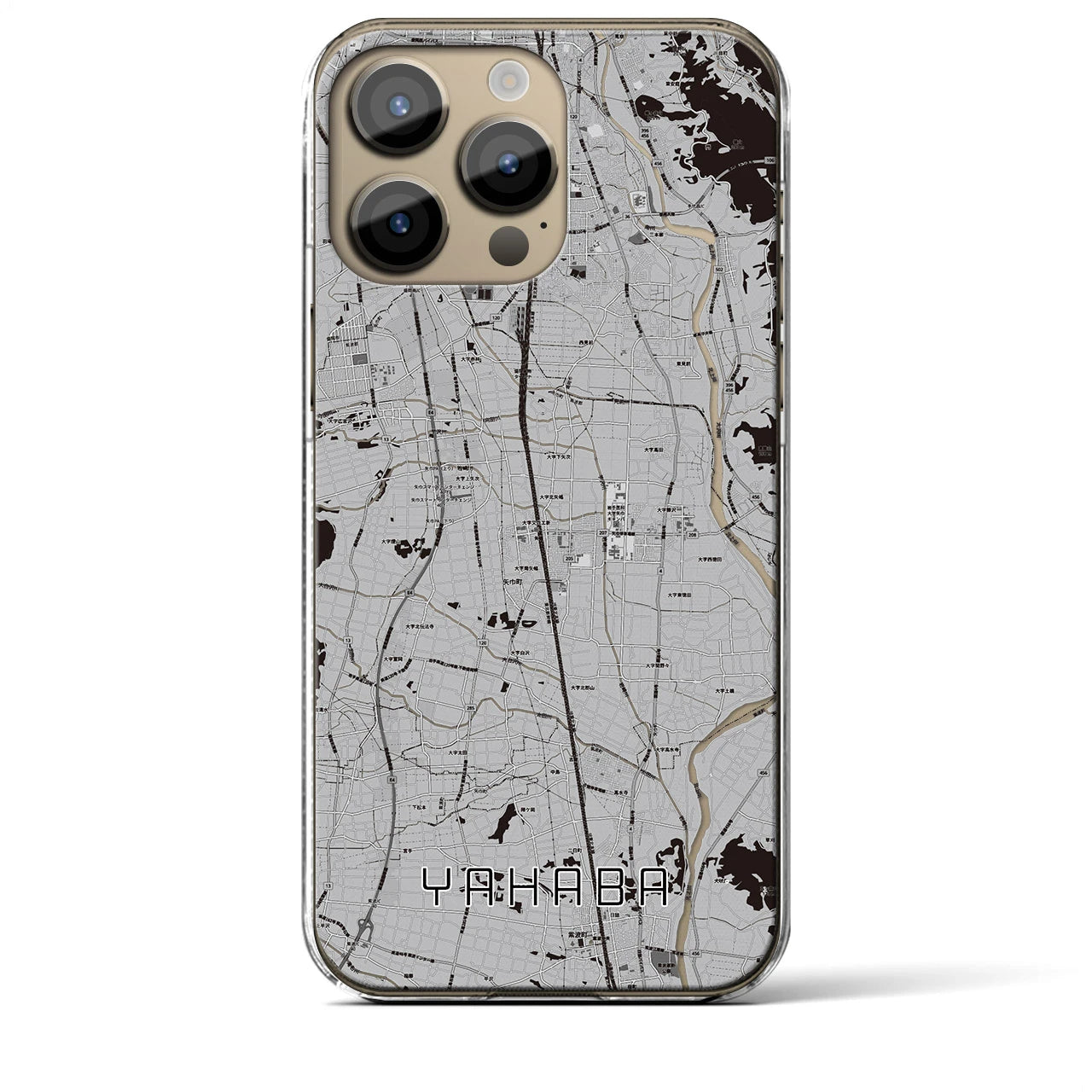 【矢巾】地図柄iPhoneケース（クリアタイプ・モノトーン）iPhone 14 Pro Max 用