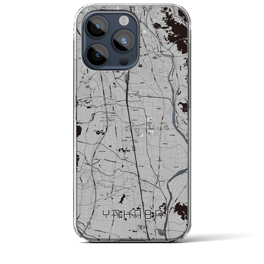 【矢巾】地図柄iPhoneケース（クリアタイプ・モノトーン）iPhone 15 Pro Max 用