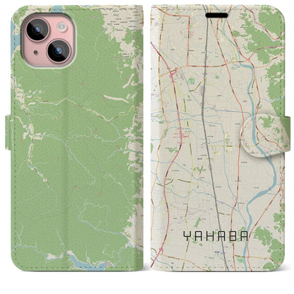 【矢巾（岩手県）】地図柄iPhoneケース（手帳タイプ）ナチュラル・iPhone 15 Plus 用