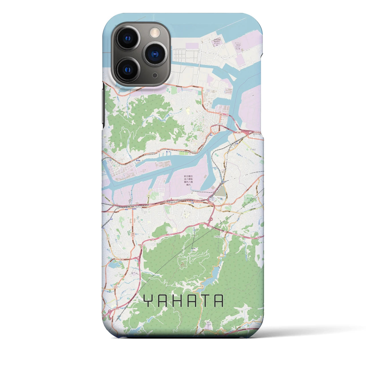 【八幡】地図柄iPhoneケース（バックカバータイプ・ナチュラル）iPhone 11 Pro Max 用