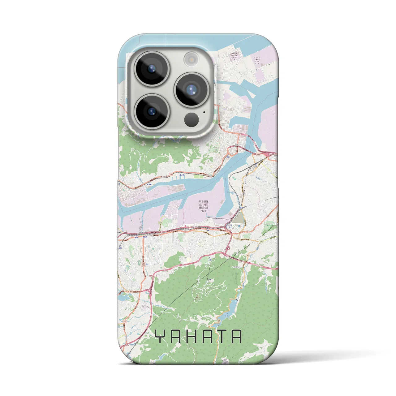 【八幡】地図柄iPhoneケース（バックカバータイプ・ナチュラル）iPhone 15 Pro 用