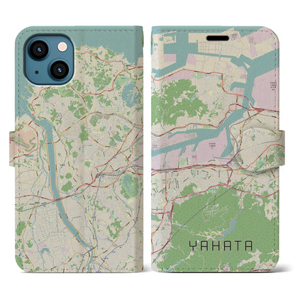 【八幡（福岡県）】地図柄iPhoneケース（手帳タイプ）ナチュラル・iPhone 13 Pro 用
