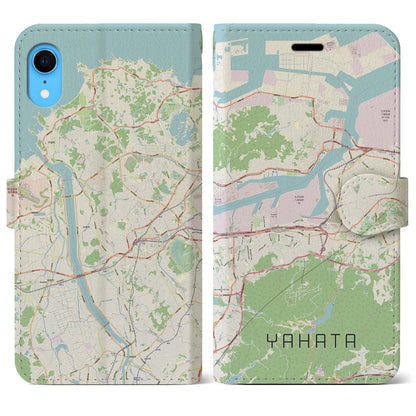 【八幡（福岡県）】地図柄iPhoneケース（手帳タイプ）ナチュラル・iPhone XR 用