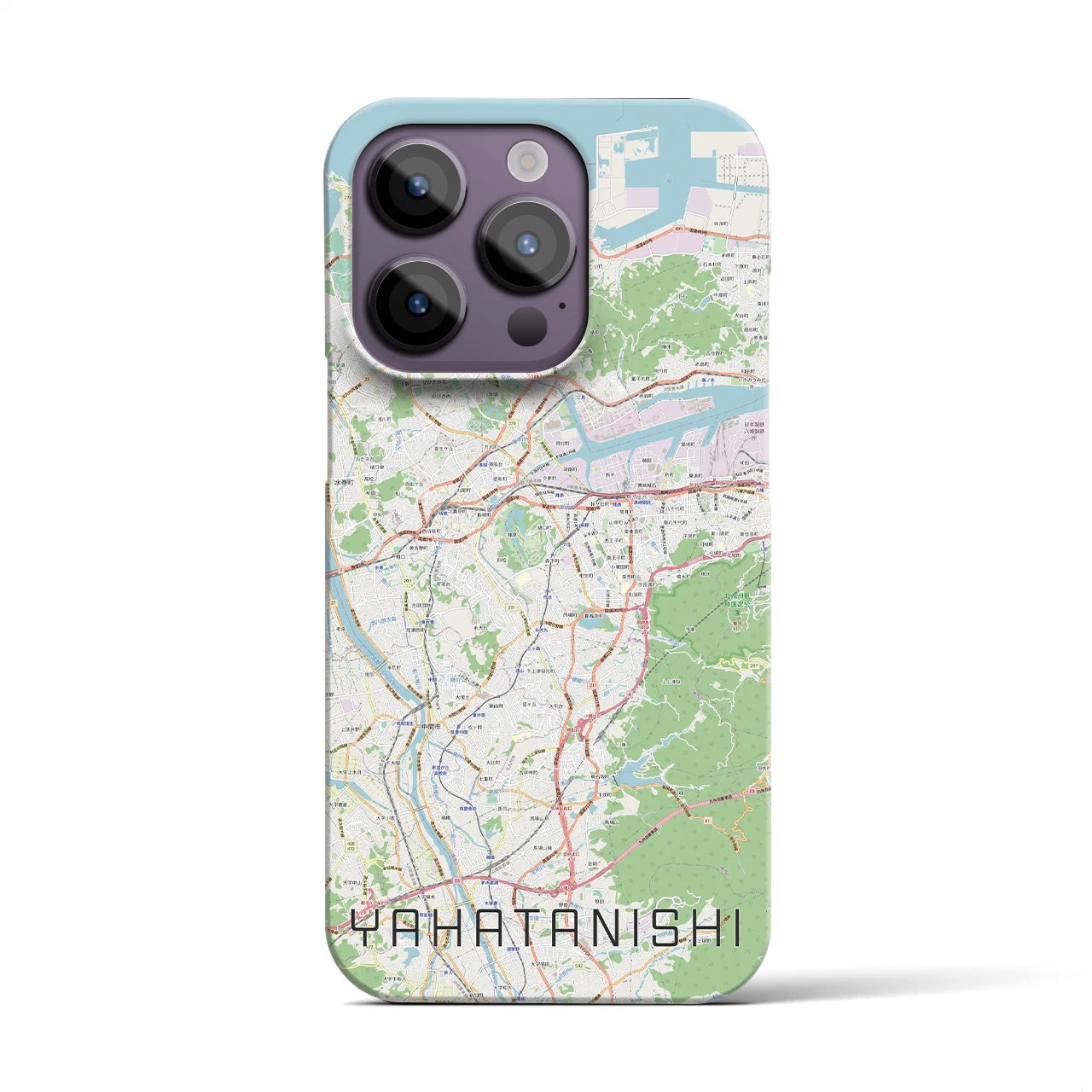 【八幡西】地図柄iPhoneケース（バックカバータイプ・ナチュラル）iPhone 14 Pro 用