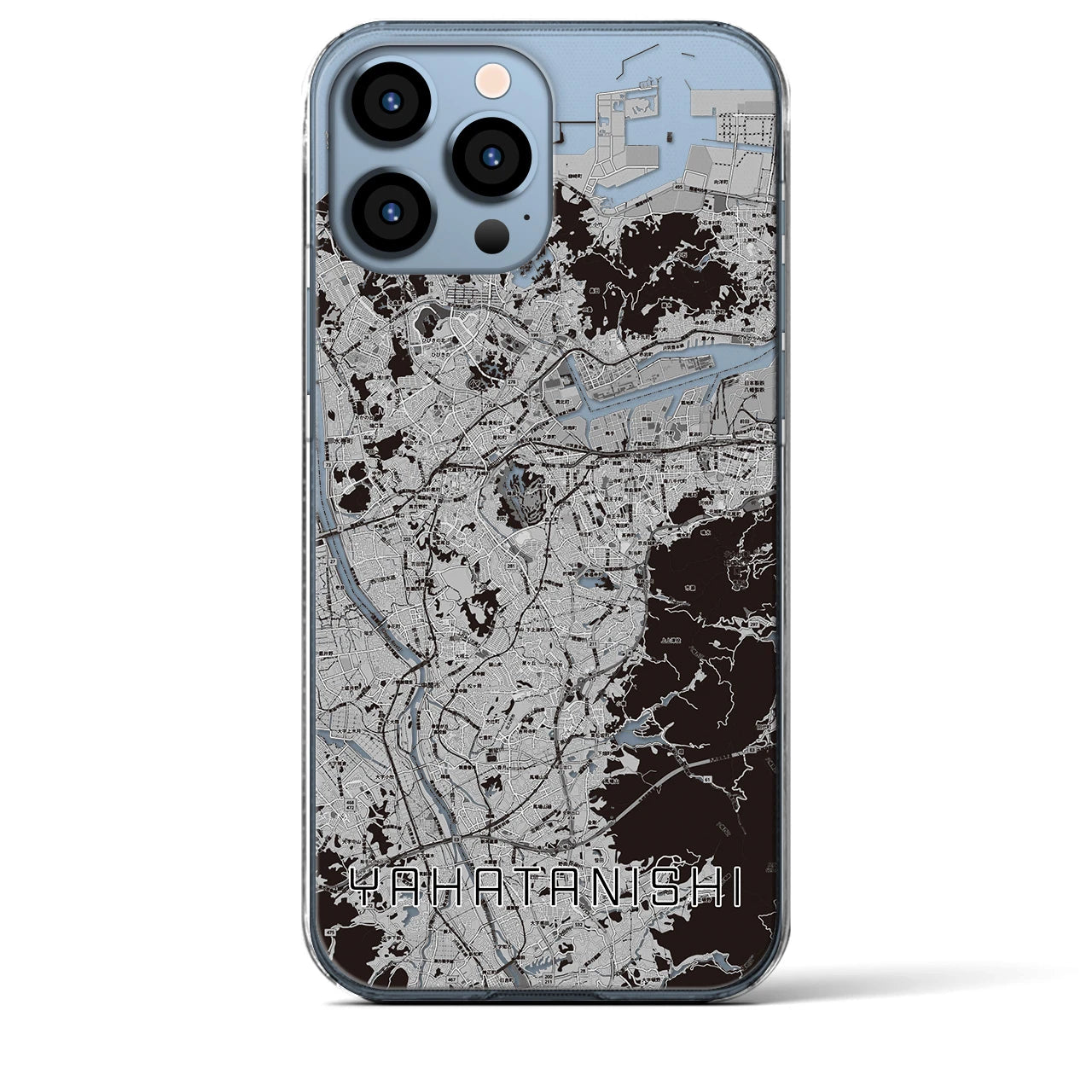 【八幡西】地図柄iPhoneケース（クリアタイプ・モノトーン）iPhone 13 Pro Max 用