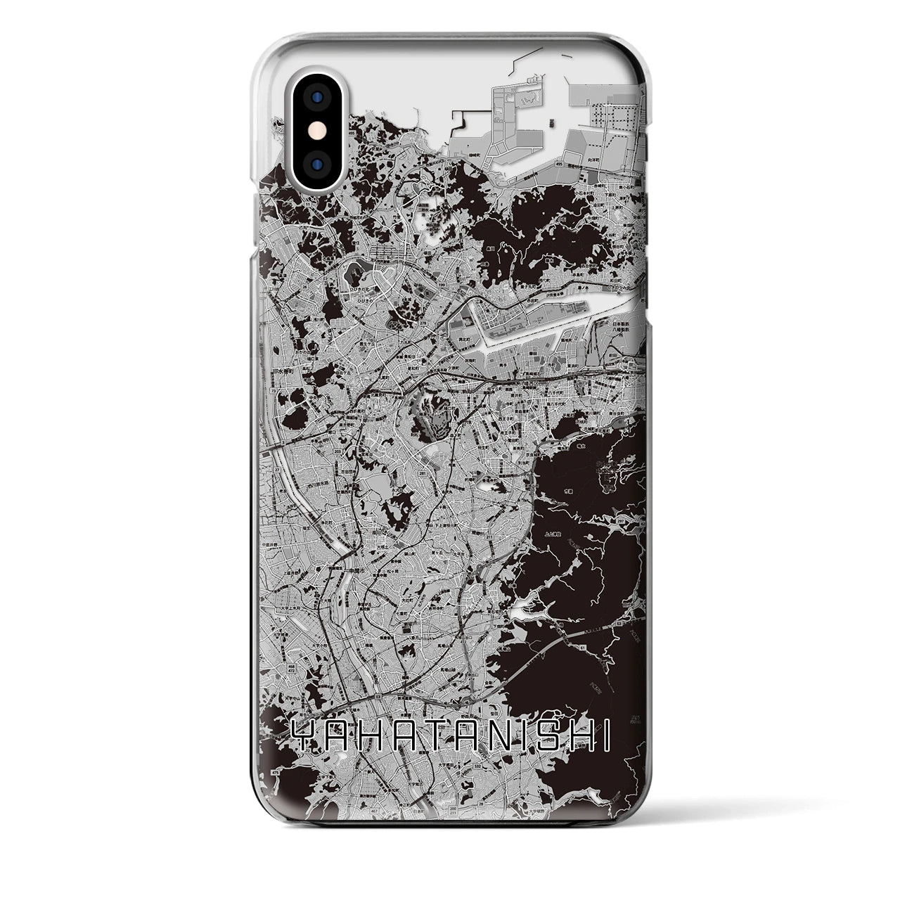 【八幡西】地図柄iPhoneケース（クリアタイプ・モノトーン）iPhone XS Max 用