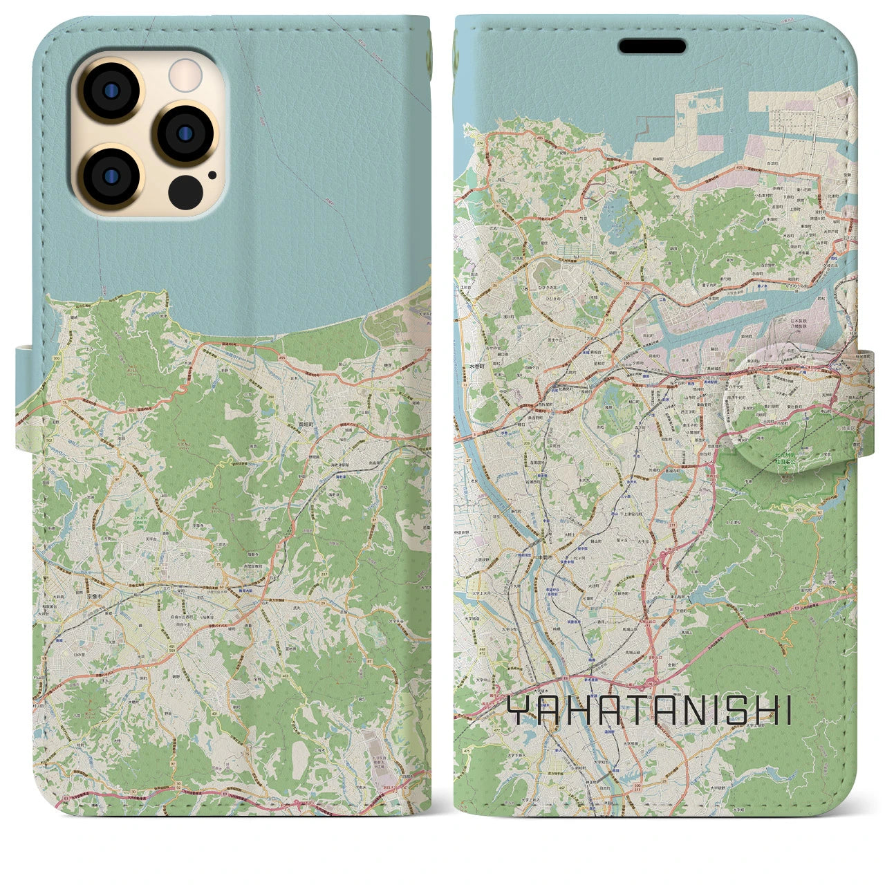 【八幡西】地図柄iPhoneケース（手帳両面タイプ・ナチュラル）iPhone 12 Pro Max 用