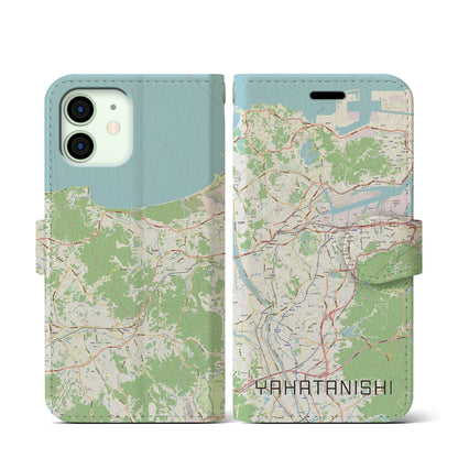 【八幡西（福岡県）】地図柄iPhoneケース（手帳タイプ）ナチュラル・iPhone 12 mini 用