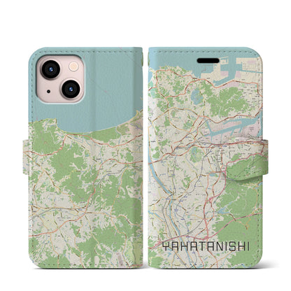 【八幡西（福岡県）】地図柄iPhoneケース（手帳タイプ）ナチュラル・iPhone 13 mini 用