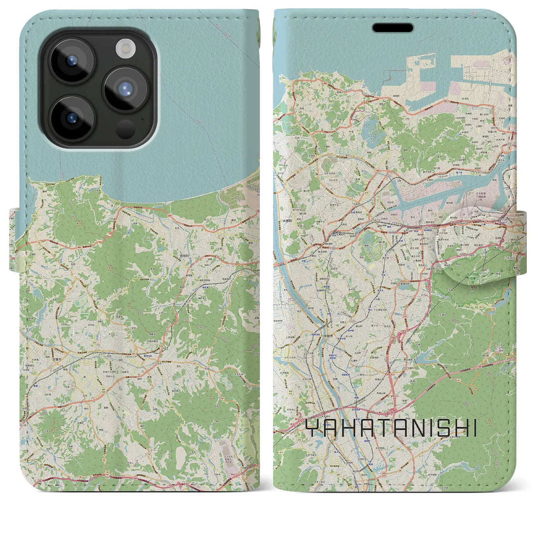 【八幡西】地図柄iPhoneケース（手帳両面タイプ・ナチュラル）iPhone 15 Pro Max 用