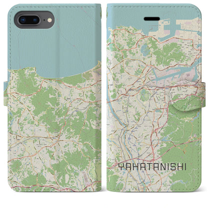 【八幡西（福岡県）】地図柄iPhoneケース（手帳タイプ）ナチュラル・iPhone 8Plus /7Plus / 6sPlus / 6Plus 用