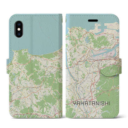 【八幡西（福岡県）】地図柄iPhoneケース（手帳タイプ）ナチュラル・iPhone XS / X 用