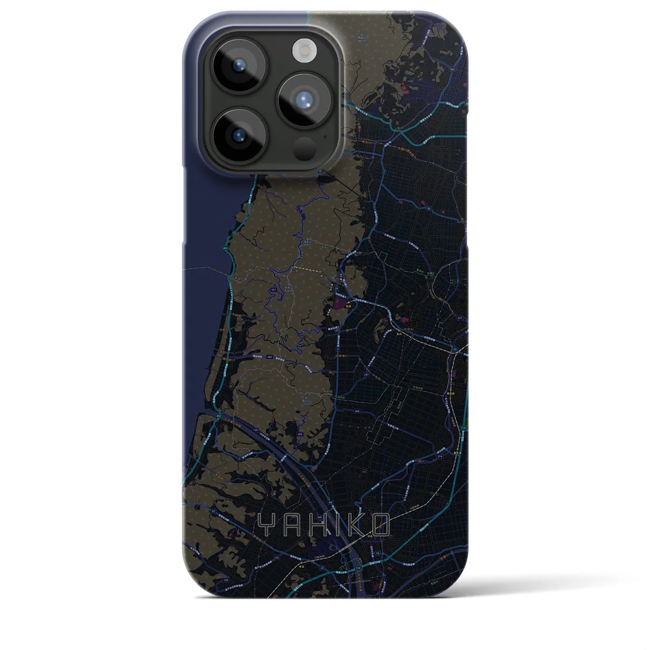 【弥彦】地図柄iPhoneケース（バックカバータイプ・ブラック）iPhone 15 Pro Max 用