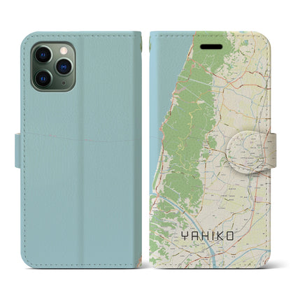 【弥彦（新潟県）】地図柄iPhoneケース（手帳タイプ）ナチュラル・iPhone 11 Pro 用