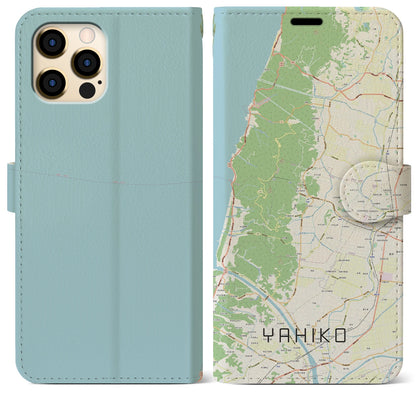 【弥彦（新潟県）】地図柄iPhoneケース（手帳タイプ）ナチュラル・iPhone 12 Pro Max 用