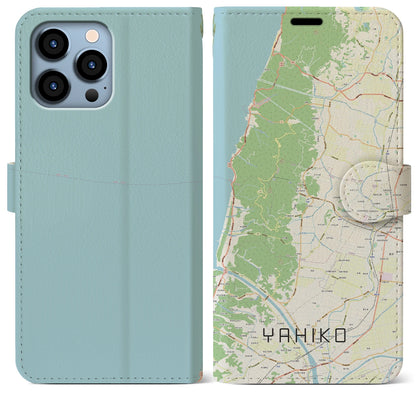 【弥彦（新潟県）】地図柄iPhoneケース（手帳タイプ）ナチュラル・iPhone 13 Pro Max 用