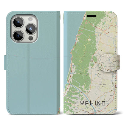 【弥彦（新潟県）】地図柄iPhoneケース（手帳タイプ）ナチュラル・iPhone 15 Pro 用