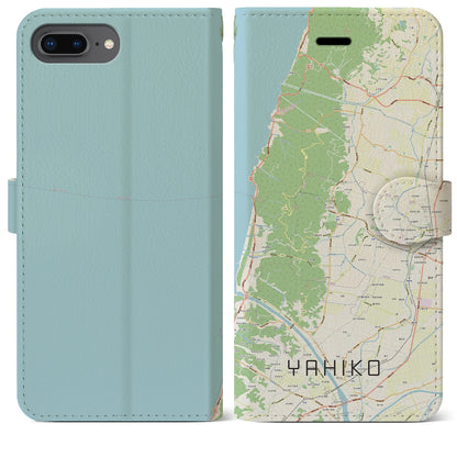 【弥彦（新潟県）】地図柄iPhoneケース（手帳タイプ）ナチュラル・iPhone 8Plus /7Plus / 6sPlus / 6Plus 用