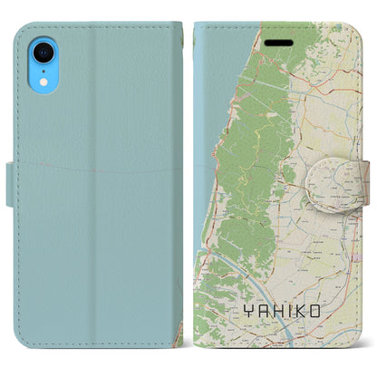 【弥彦（新潟県）】地図柄iPhoneケース（手帳タイプ）ナチュラル・iPhone XR 用