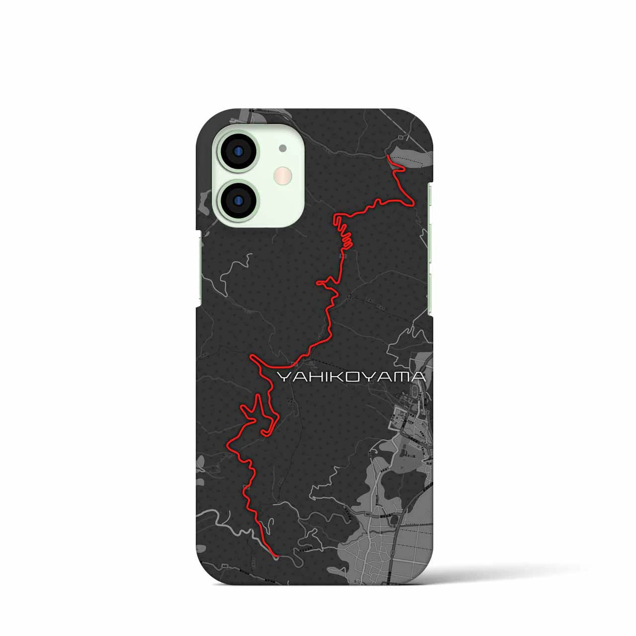 Recipro × Crossfield【弥彦山】地図柄iPhoneケース（バックカバータイプ・チャコール）iPhone 12 mini 用