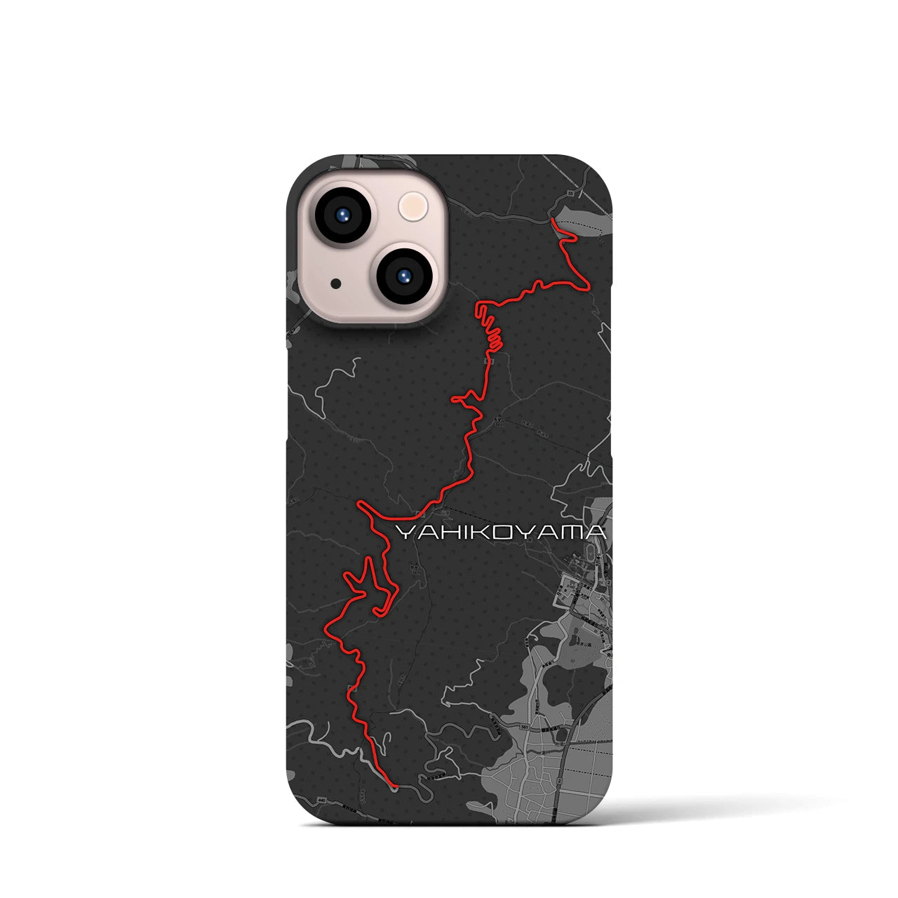 Recipro × Crossfield【弥彦山】地図柄iPhoneケース（バックカバータイプ・チャコール）iPhone 13 mini 用