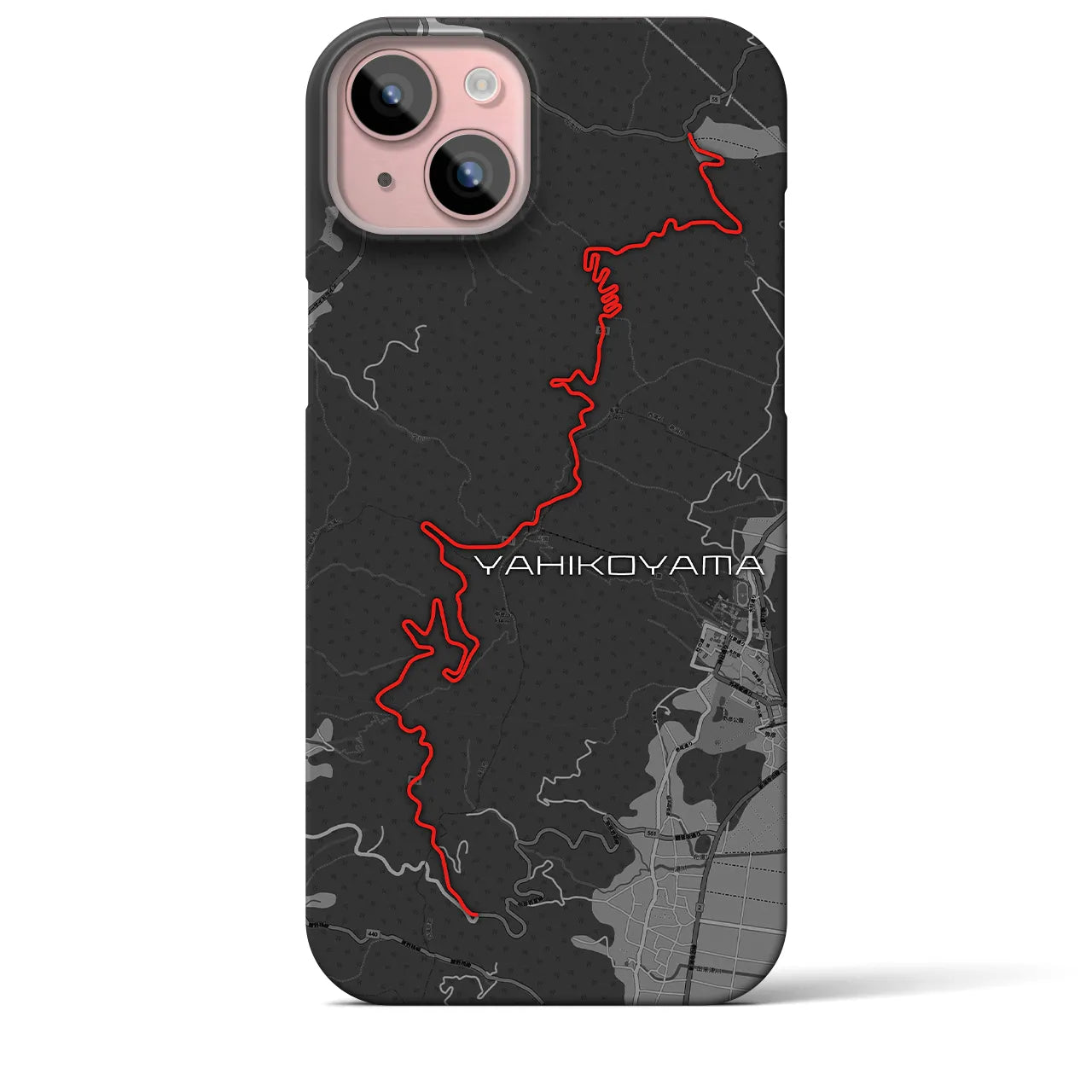 Recipro × Crossfield【弥彦山】地図柄iPhoneケース（バックカバータイプ・チャコール）iPhone 15 Plus 用