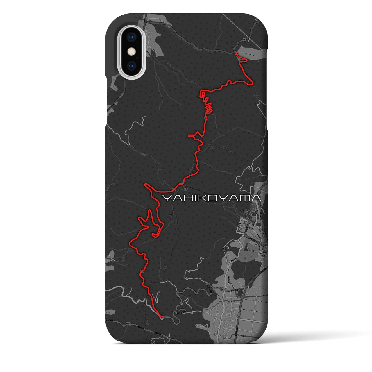Recipro × Crossfield【弥彦山】地図柄iPhoneケース（バックカバータイプ・チャコール）iPhone XS Max 用