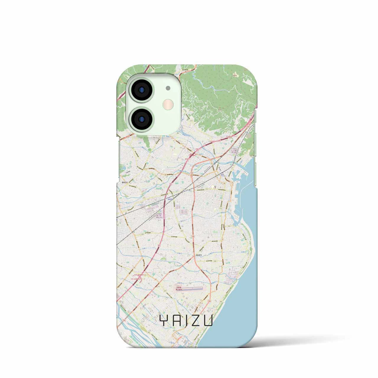【焼津】地図柄iPhoneケース（バックカバータイプ・ナチュラル）iPhone 12 mini 用