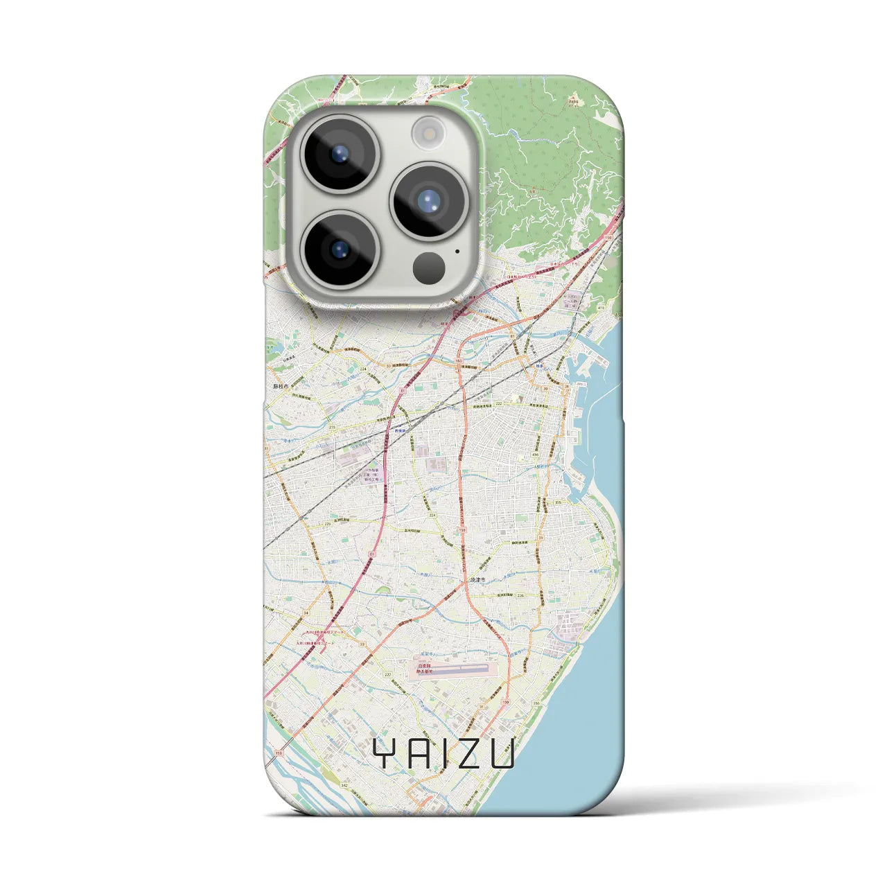 【焼津】地図柄iPhoneケース（バックカバータイプ・ナチュラル）iPhone 15 Pro 用