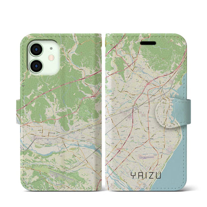 【焼津（静岡県）】地図柄iPhoneケース（手帳タイプ）ナチュラル・iPhone 12 mini 用