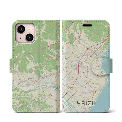 【焼津（静岡県）】地図柄iPhoneケース（手帳タイプ）ナチュラル・iPhone 13 mini 用