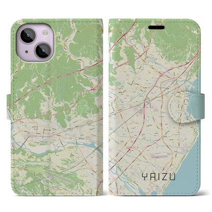 【焼津（静岡県）】地図柄iPhoneケース（手帳タイプ）ナチュラル・iPhone 14 用
