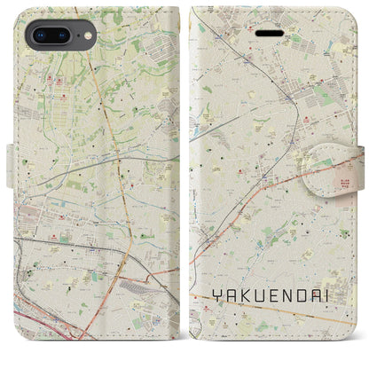 【薬園台（千葉県）】地図柄iPhoneケース（手帳タイプ）ナチュラル・iPhone 8Plus /7Plus / 6sPlus / 6Plus 用