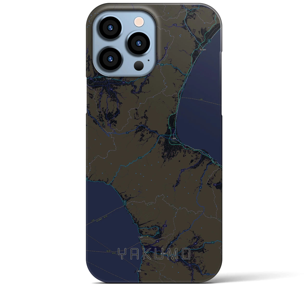 【八雲】地図柄iPhoneケース（バックカバータイプ・ブラック）iPhone 13 Pro Max 用