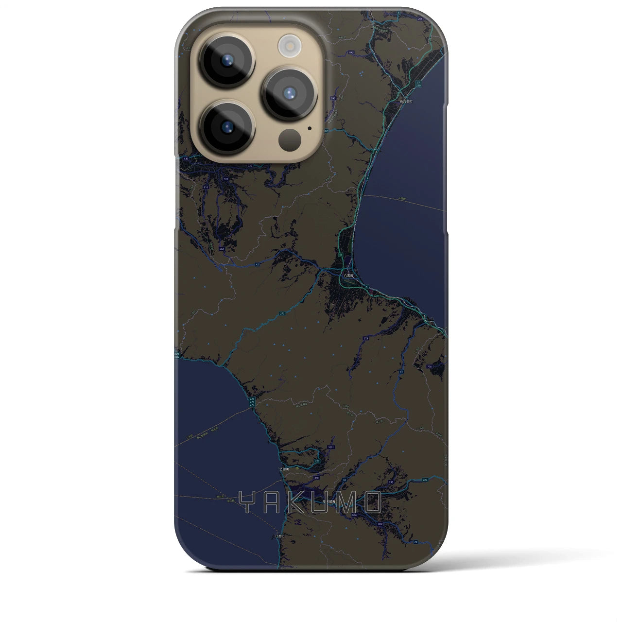 【八雲】地図柄iPhoneケース（バックカバータイプ・ブラック）iPhone 14 Pro Max 用