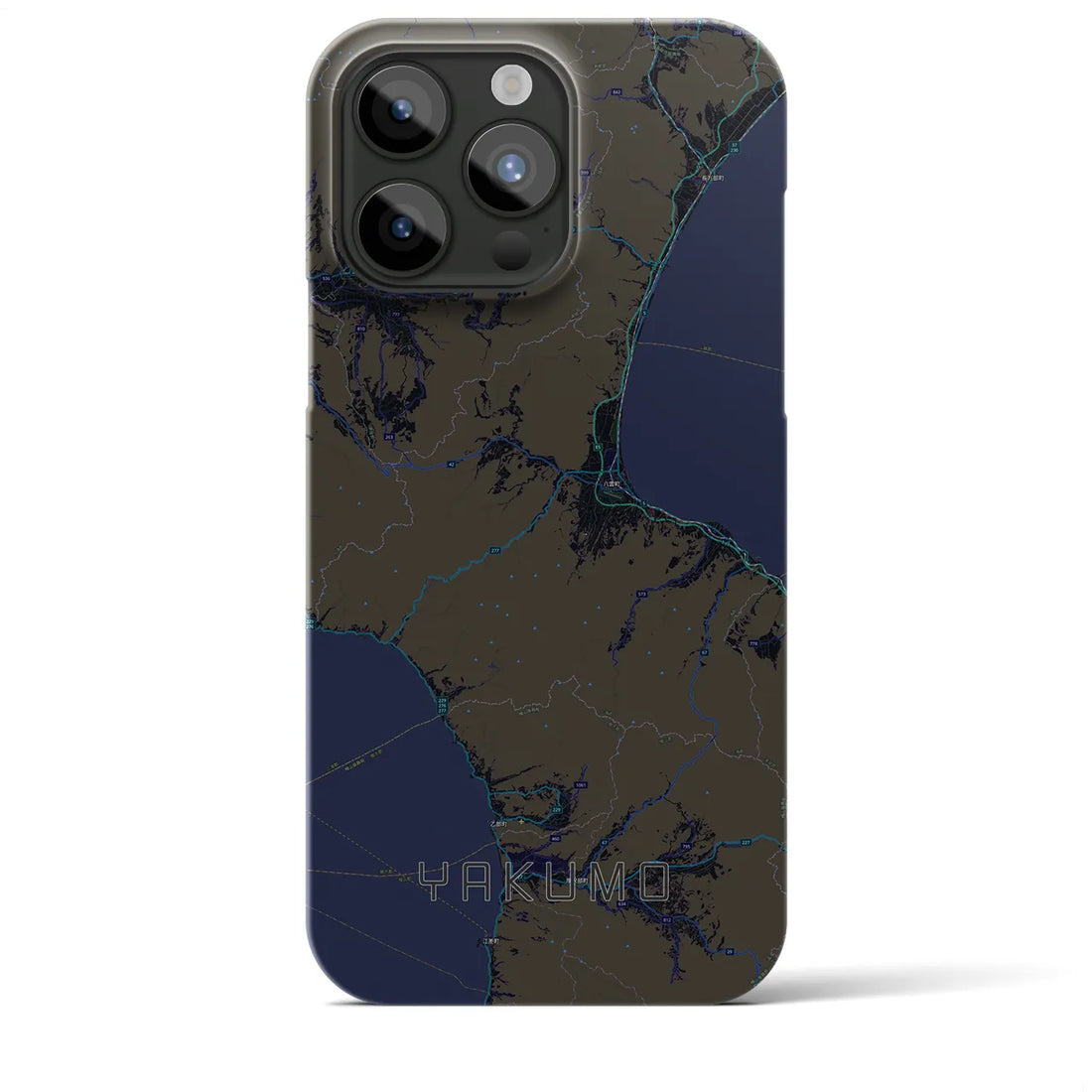 【八雲】地図柄iPhoneケース（バックカバータイプ・ブラック）iPhone 15 Pro Max 用