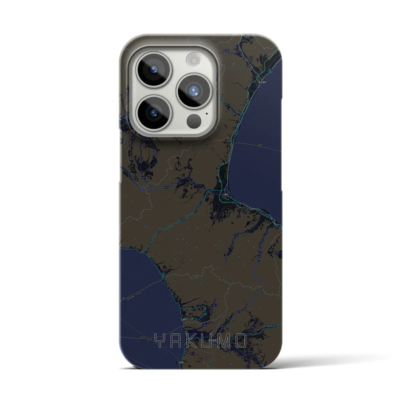 【八雲】地図柄iPhoneケース（バックカバータイプ・ブラック）iPhone 15 Pro 用