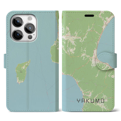 【八雲（北海道）】地図柄iPhoneケース（手帳タイプ）ナチュラル・iPhone 14 Pro 用