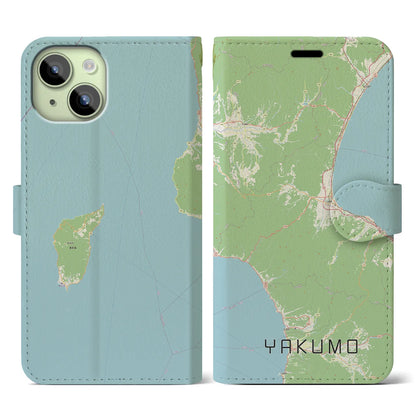 【八雲（北海道）】地図柄iPhoneケース（手帳タイプ）ナチュラル・iPhone 15 用