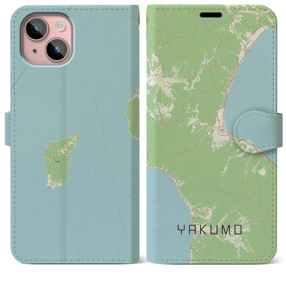 【八雲（北海道）】地図柄iPhoneケース（手帳タイプ）ナチュラル・iPhone 15 Plus 用