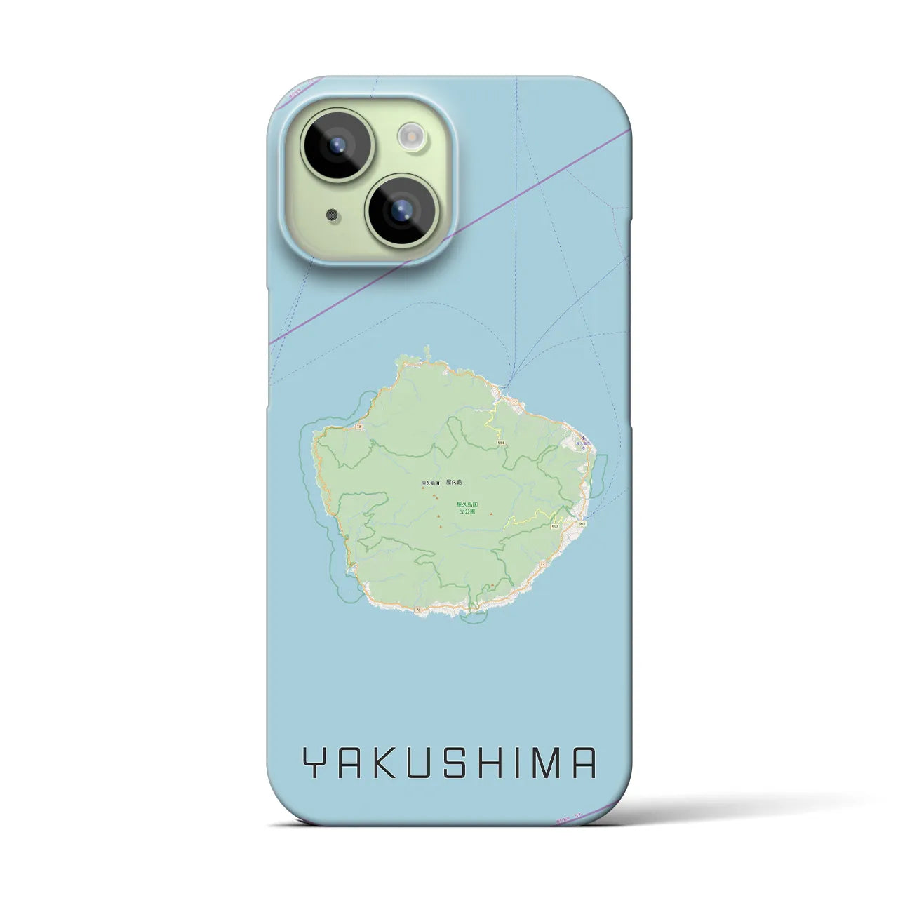 【屋久島】地図柄iPhoneケース（バックカバータイプ・ナチュラル）iPhone 15 用