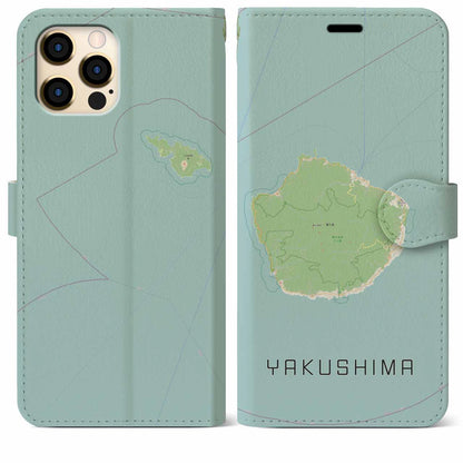 【屋久島（鹿児島県）】地図柄iPhoneケース（手帳タイプ）ナチュラル・iPhone 12 Pro Max 用