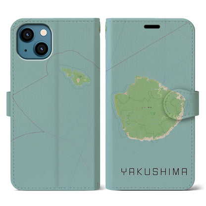 【屋久島（鹿児島県）】地図柄iPhoneケース（手帳タイプ）ナチュラル・iPhone 13 用