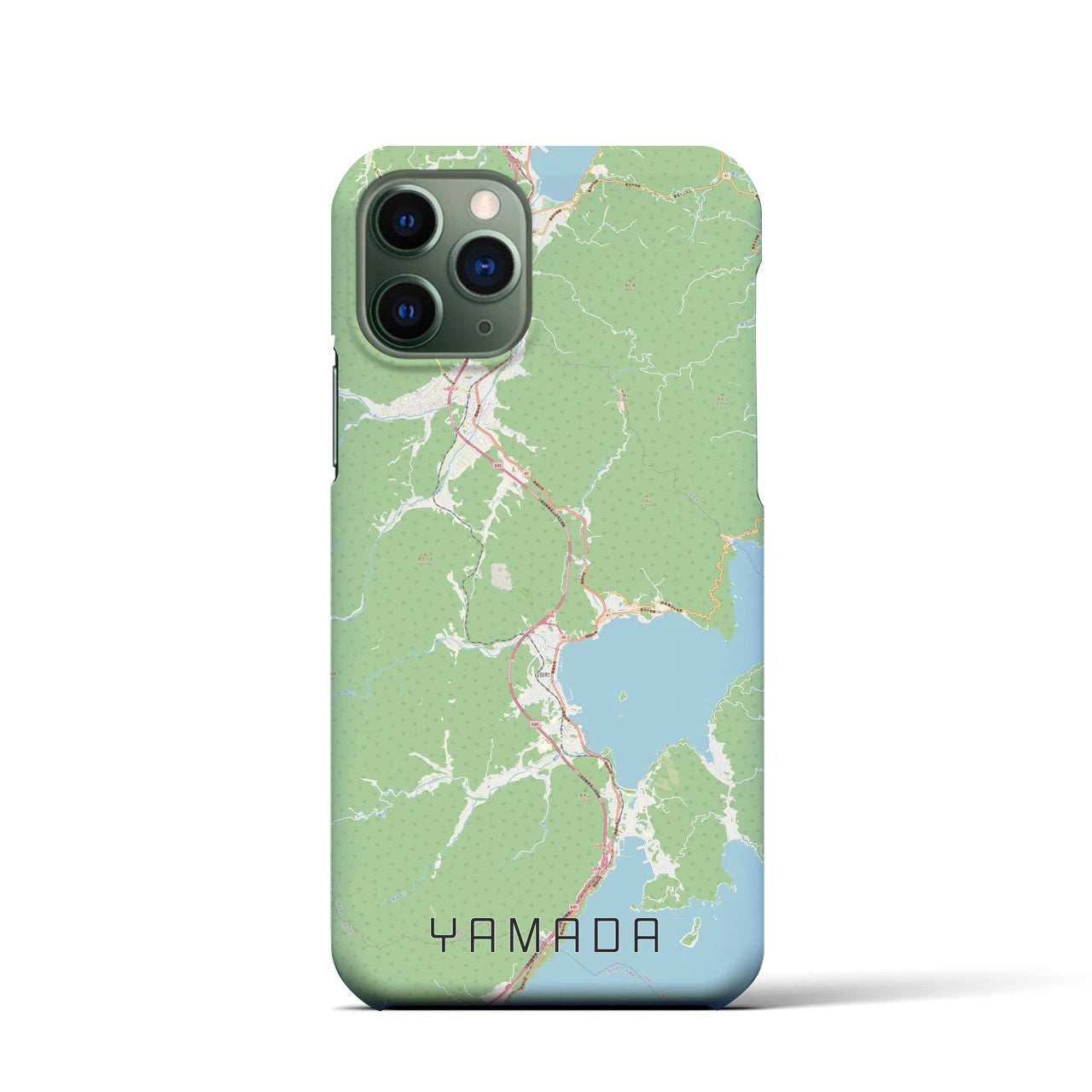 【山田（岩手県）】地図柄iPhoneケース（バックカバータイプ・ナチュラル）iPhone 11 Pro 用