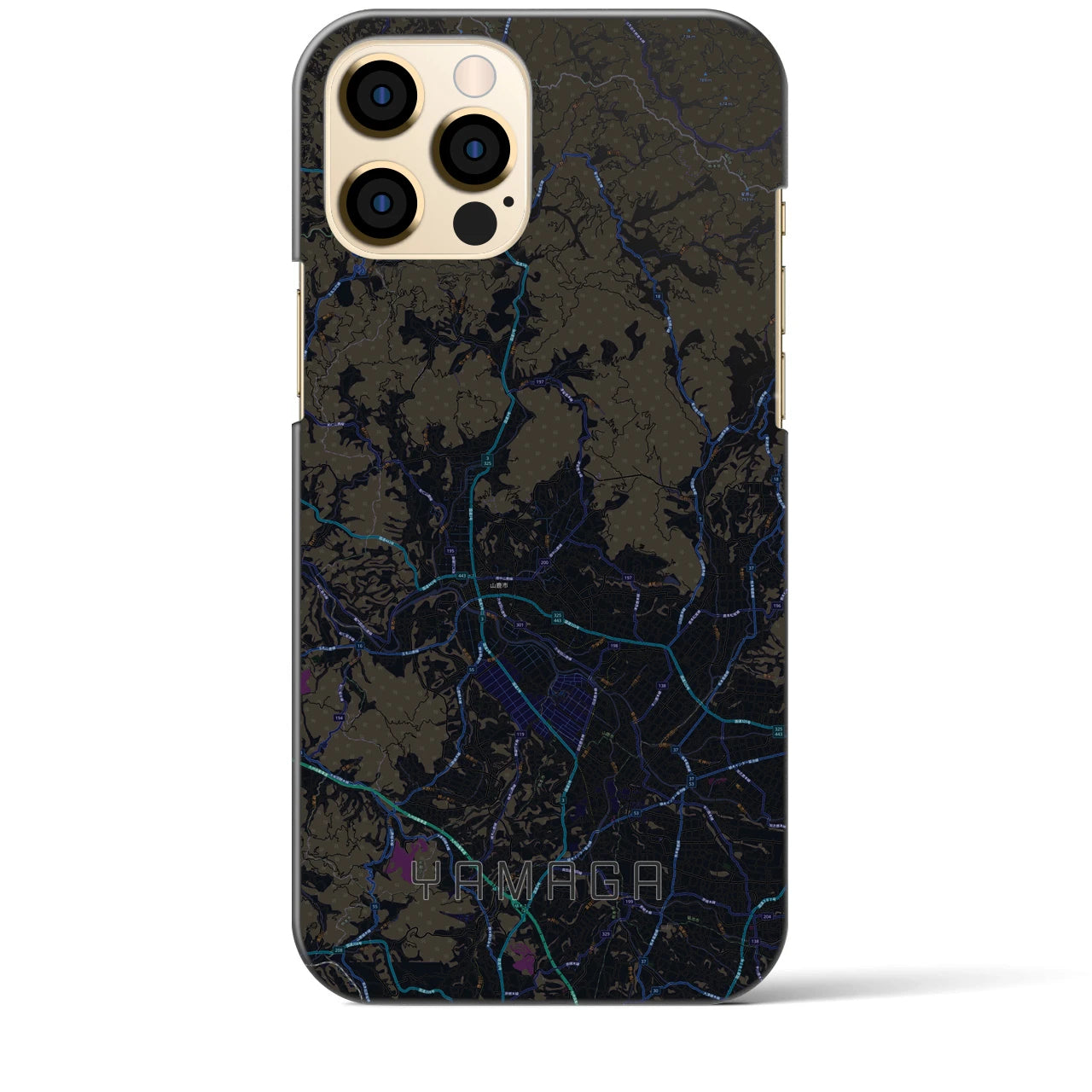 【山鹿】地図柄iPhoneケース（バックカバータイプ・ブラック）iPhone 12 Pro Max 用