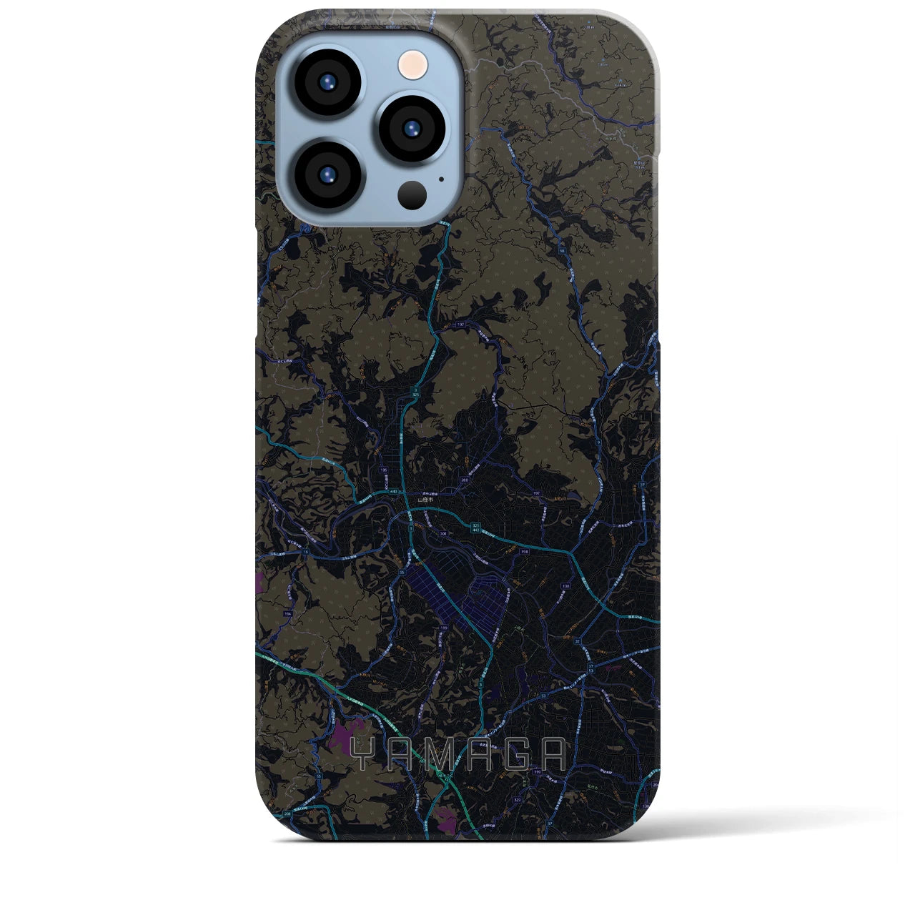 【山鹿】地図柄iPhoneケース（バックカバータイプ・ブラック）iPhone 13 Pro Max 用
