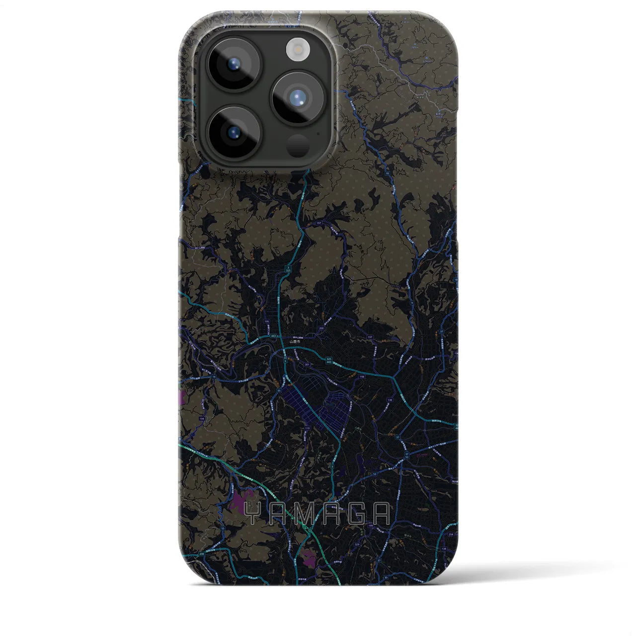 【山鹿】地図柄iPhoneケース（バックカバータイプ・ブラック）iPhone 15 Pro Max 用